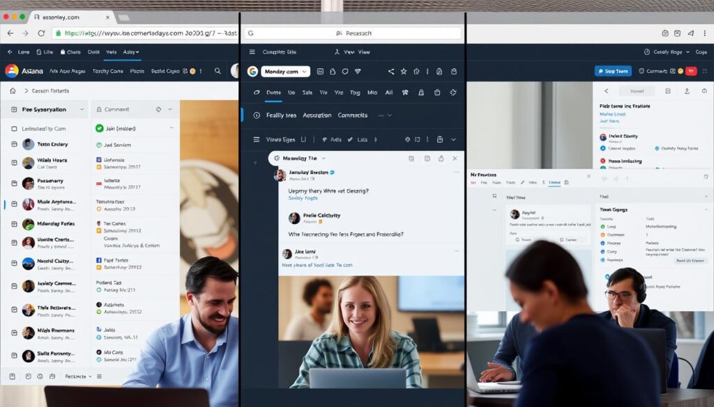 Collaboration features comparison showing team members using each platform Collaboration features comparison showing team members using each platform