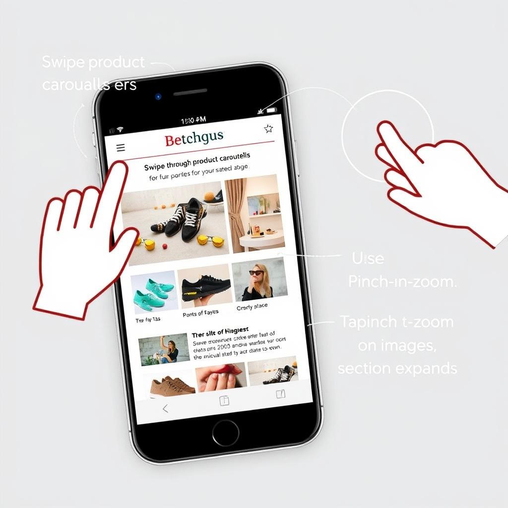 Email with gesture-based interactions showing swipe and tap functionality