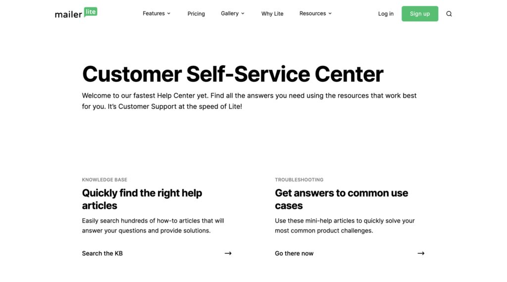 MailerLite Review: Affordable Email Marketing Without Compromise 8 customer support self service min 1